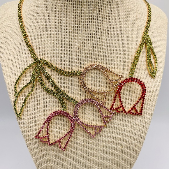 Zara Jewelry - Zara Rhinestone Tulip Statement Necklace